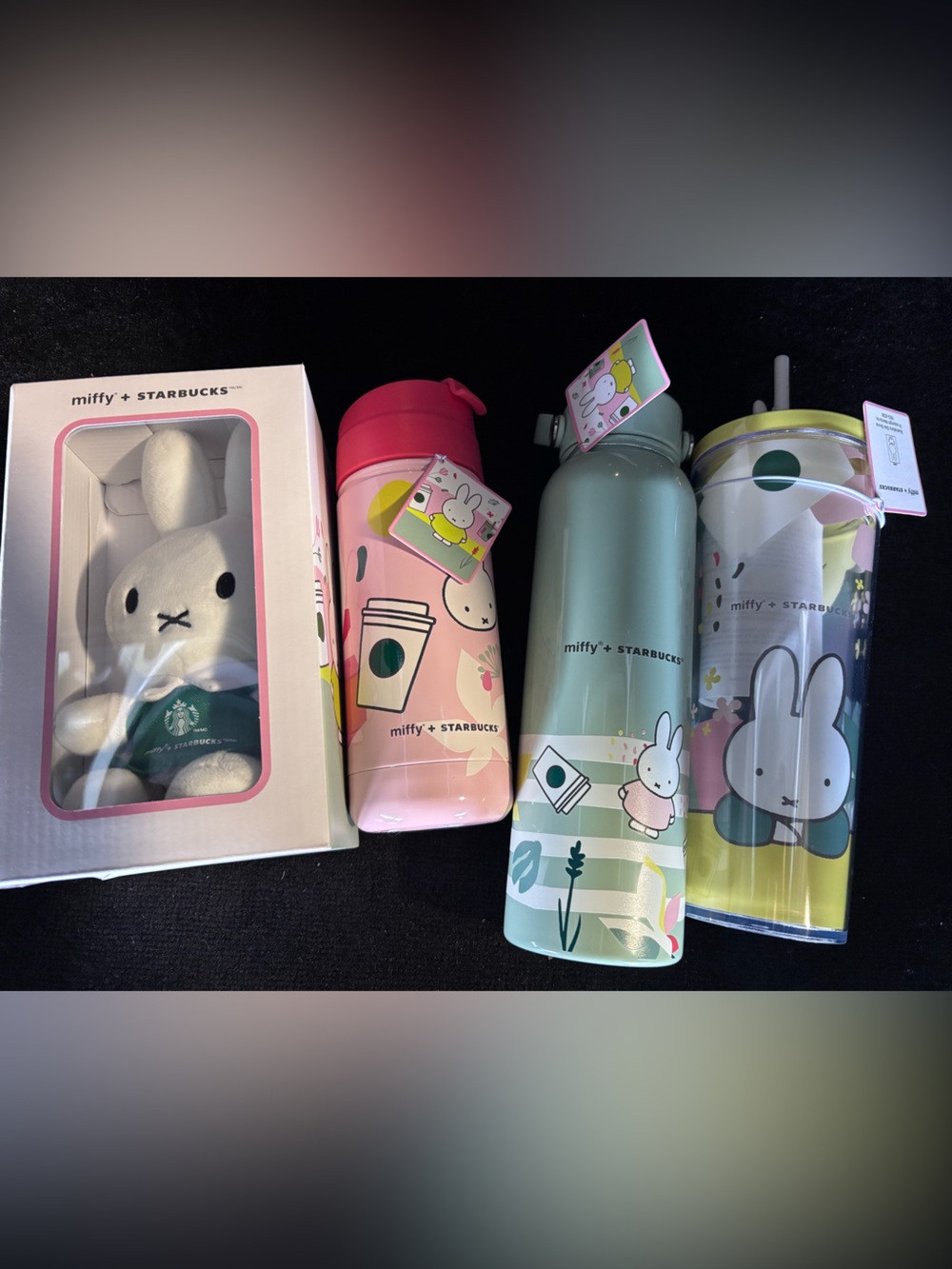 miffy x Starbucks Pink & Mint Drinkware & Plushie Set, Set of 4